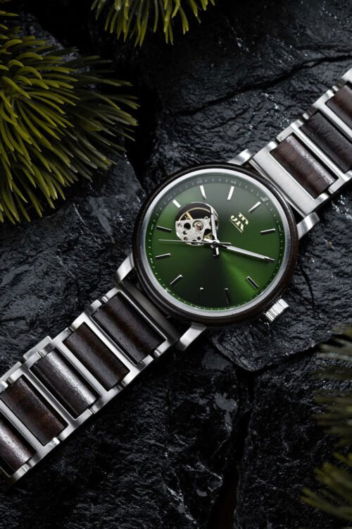 JR Classic Ebony wood Automatic Watch – Green